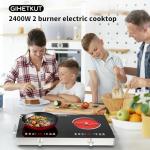 GIHETKUT Electric Cooktop,110V 2400W Stove top, Countertop Cooktop with 9 Power Levels, LED Display,Child Safety Lock, Timer,Knob and Touch Control 2 burner Electric cooktop
