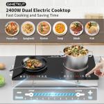 GIHETKUT Electric Cooktop,110V 2400W Stove top, Countertop Cooktop with 9 Power Levels, LED Display,Child Safety Lock, Timer,Knob and Touch Control 2 burner Electric cooktop