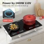 GIHETKUT Electric Cooktop,110V 2400W Stove top, Countertop Cooktop with 9 Power Levels, LED Display,Child Safety Lock, Timer,Knob and Touch Control 2 burner Electric cooktop