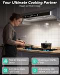 FlyPine 30 inch Stainless Steel Under Cabinet Range Hood - 900 CFM, Gesture Control, Ultra-Quiet 4-Speed Vent, LED Lights, External Venting