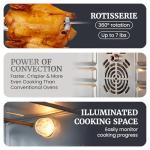 Elite Gourmet ETO4510B# French Door 47.5Qt, 18-Slice Convection Oven 4-Control Knobs, Bake Broil Toast Rotisserie Keep Warm, Includes 2 x 12" Pizza Racks, Stainless Steel