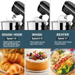 Electric Stand Mixer with 6.5QT Bowl with Handle, Kitchen Mixer with Tilting Head for Bread Dough and Cake with Dough Hook, Whisk, Splash Guard and Egg Separator (Black)