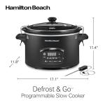 Hamilton Beach Defrost & Go Programmable Slow Cooker, Temperature Probe, 6 Quart Capacity, R33962 (Renewed)