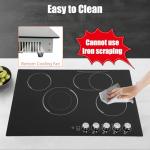 Resfirme 4-Burner Cooktop 110V Electric Stove Top with Independent Knob Child Lock 4 Power Levels Ceramic Cooktop for Kitchens, No Plug (30Inch)