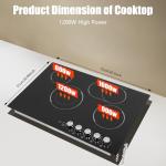 Resfirme 4-Burner Cooktop 110V Electric Stove Top with Independent Knob Child Lock 4 Power Levels Ceramic Cooktop for Kitchens, No Plug (30Inch)