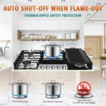 KOXKING 36 Inch Gas Cooktop with Griddle, Gas Stove Top with 5, Reversible Cast Iron Grill/Griddle, NG/LPG Convertible, with Thermocouple Protection, Stainless Steel