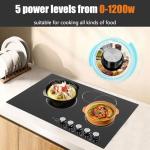 Resfirme 4-Burner Cooktop 110V Electric Stove Top with Independent Knob Child Lock 4 Power Levels Ceramic Cooktop for Kitchens, No Plug (30Inch)