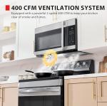 TOSHIBA 1.9 Cu.Ft. Over the Range Microwave Oven with Easy Installation, Soft Close Door, ChefDefrost, Sensor, 400 CFM Ventilation, 1000W, Stainless Steel, OA-EM19PH(SS)