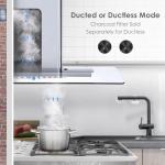 Tieasy Range Hood 30 Inch, 450 CFM Wall Mount Kitchen Hood with Ducted/Ductless Convertible Stainless Steel Filter Range Hoods 3-Speed Touch Control LED Lights