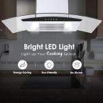 Tieasy Range Hood 30 Inch, 450 CFM Wall Mount Kitchen Hood with Ducted/Ductless Convertible Stainless Steel Filter Range Hoods 3-Speed Touch Control LED Lights