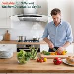 Tieasy Range Hood 30 Inch, 450 CFM Wall Mount Kitchen Hood with Ducted/Ductless Convertible Stainless Steel Filter Range Hoods 3-Speed Touch Control LED Lights