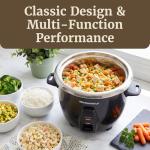 Elite Gourmet ERC2010B Electric Rice Cooker with Stainless Steel Inner Pot Makes Soups, Stews, Porridge's, Grains and Cereals, 10 cups cooked (5 Cups uncooked), Black