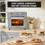 Panana Compact Airfryer Toaster Oven, 1400W 21QT with 6-in-1 Multifunctions and Wide Temperature Range, Air Fryer Oven with 60-Minute Timer/Auto-Off, Stainless Steel Countertop Oven (Silver)