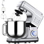 7.5 QT Stand Mixer, 10-Speed Tilt-Head Electric Dough Mixer with Stainless Steel Bowl, Includes Dough Hook, Wire Whisk, and Beater, with Splash Guard for Home Cooks, Silver