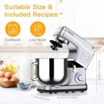 7.5 QT Stand Mixer, 10-Speed Tilt-Head Electric Dough Mixer with Stainless Steel Bowl, Includes Dough Hook, Wire Whisk, and Beater, with Splash Guard for Home Cooks, Silver