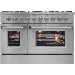 DUURA Elite DE480GRSKIT1 48 inch Gas Range with Double Porcelain Convection Oven 6.7 Cu Ft Capacity 8 Sealed Burners S