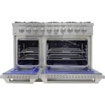 DUURA Elite DE480GRSKIT1 48 inch Gas Range with Double Porcelain Convection Oven 6.7 Cu Ft Capacity 8 Sealed Burners S