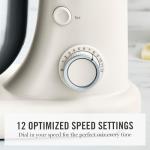 Martha Stewart  Tilt-Head Stand Mixer, 12 Speed, 5.3QT Stainless Steel Bowl, Splash Guard with Pour Chute, Whisk, Dough Hook, Flat Beater, Electric Kitchen Baking Mixer, Bread, Cake, Whip, Linen White