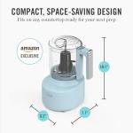 Martha Stewart 3 Cup Food Processor, Electric Vegetable Chopper, Stainless Steel Blades, 24oz BPA-Free Bowl, Pour Spout, Dicing, Mincing, Chop & Puree, Dishwasher Safe, Oil Chute, Easy-Clean, Sky Blue