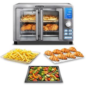 Gourmia Air Fryer French Door Toaster Oven - 6-Slice Capacity, LED Display with 14 Cooking Presets, Stainless Steel