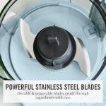 Martha Stewart 3 Cup Food Processor, Electric Vegetable Chopper, Stainless Steel Blades, 24oz BPA-Free Bowl, Pour Spout, Dicing, Mincing, Chop & Puree, Dishwasher Safe, Oil Chute, Easy-Clean, Sky Blue