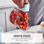 Martha Stewart 3 Cup Food Processor, Electric Vegetable Chopper, Stainless Steel Blades, 24oz BPA-Free Bowl, Pour Spout, Dicing, Mincing, Chop & Puree, Dishwasher Safe, Oil Chute, Easy-Clean, Sky Blue