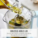 Martha Stewart 3 Cup Food Processor, Electric Vegetable Chopper, Stainless Steel Blades, 24oz BPA-Free Bowl, Pour Spout, Dicing, Mincing, Chop & Puree, Dishwasher Safe, Oil Chute, Easy-Clean, Sky Blue