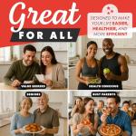 Gourmia Air Fryer French Door Toaster Oven - 6-Slice Capacity, LED Display with 14 Cooking Presets, Stainless Steel