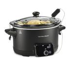 Hamilton Beach Ready, Set, Dinner Programmable Slow Cooker 6 Quart With Temperature Probe, Defrost Function, Clip-Tight Lid For Mess-Free Travel, Dishwasher-Safe Stoneware Crock, Matte Black (33868)