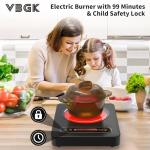 VBGK Single Burner Electric Cooktop,110V 1800W Electric Stove Top with LED Touch Control,10 Power Levels, 4 hTimer, Safety Lock,single burner cooktop Overheat protection
