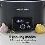 Hamilton Beach Ready, Set, Dinner Programmable Slow Cooker 6 Quart With Temperature Probe, Defrost Function, Clip-Tight Lid For Mess-Free Travel, Dishwasher-Safe Stoneware Crock, Matte Black (33868)