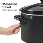 Hamilton Beach Ready, Set, Dinner Programmable Slow Cooker 6 Quart With Temperature Probe, Defrost Function, Clip-Tight Lid For Mess-Free Travel, Dishwasher-Safe Stoneware Crock, Matte Black (33868)