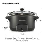 Hamilton Beach Ready, Set, Dinner Programmable Slow Cooker 6 Quart With Temperature Probe, Defrost Function, Clip-Tight Lid For Mess-Free Travel, Dishwasher-Safe Stoneware Crock, Matte Black (33868)