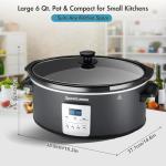 SpoonLemon 7QT Electric Slow Cooker with Digital Timer, 20H Programmable & 3 Heat Settings, Oval Ceramic Pot, Large Capacity for Family Dinner, Meal Prep, Compatible with 30 pcs 13"x21" Cooking Liners