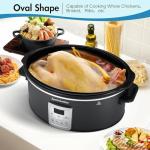 SpoonLemon 7QT Electric Slow Cooker with Digital Timer, 20H Programmable & 3 Heat Settings, Oval Ceramic Pot, Large Capacity for Family Dinner, Meal Prep, Compatible with 30 pcs 13"x21" Cooking Liners
