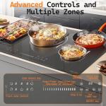 Noxton 36 Inch Induction Cooktop, 5 Burners Electric Cooktop, Upgraded Induction Stovetop with Flex Zone, Power Boost, Pause, 9 Power Levels, Child Safety Lock, Timer, 220-240V Hard wire