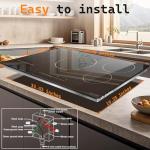 Noxton 36 Inch Induction Cooktop, 5 Burners Electric Cooktop, Upgraded Induction Stovetop with Flex Zone, Power Boost, Pause, 9 Power Levels, Child Safety Lock, Timer, 220-240V Hard wire