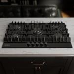 Empava 36 Inch Built-in Gas Cooktop with 5 Sealed SABAF Burners, Black Tempered Glass Surface, LPG/NG Convertible, Flame Failure Protection, Dishwasher Safe Grates