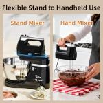 Stand Mixer Electric Kitchen Mixer, 4.8 QT Auto-Rotating Bowl & Beater Tilt-Head 2-IN-1 Standing Hand Mixer, 250 Watt 5-Speed with Turbo Boost Household Mixer with Beaters & Dough Hooks for Baking