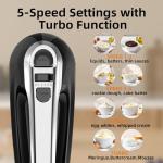 Stand Mixer Electric Kitchen Mixer, 4.8 QT Auto-Rotating Bowl & Beater Tilt-Head 2-IN-1 Standing Hand Mixer, 250 Watt 5-Speed with Turbo Boost Household Mixer with Beaters & Dough Hooks for Baking