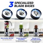 Rockxlife Blenders and Food Processor Combo for Kitchen, 13Pcs 4 in 1 Blender for Shakes and Smoothies,17oz Meat Grinder baby food&10oz Spice Grinder 42oz Family&24oz to-go Cups,Dishwasher Safe,Silver