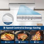 30 Inch Under Cabinet Range Hood, Stainless Steel Kitchen Vent Hood, Ducted/Ductless Convertible, 3-Speed Fan Controls, LED Lights, 2 Dishwasher-Safe Aluminum Filters