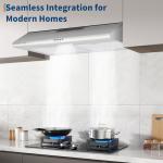 30 Inch Under Cabinet Range Hood, Stainless Steel Kitchen Vent Hood, Ducted/Ductless Convertible, 3-Speed Fan Controls, LED Lights, 2 Dishwasher-Safe Aluminum Filters