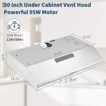 30 Inch Under Cabinet Range Hood, Stainless Steel Kitchen Vent Hood, Ducted/Ductless Convertible, 3-Speed Fan Controls, LED Lights, 2 Dishwasher-Safe Aluminum Filters