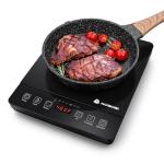 Portable Induction Cooktop 20 Temperature & Power Levels,1800W Single Burner Electric Cooktop with 6.8 inch Heating Coil,Low Noise Hot Plate with Timer