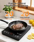 Portable Induction Cooktop 20 Temperature & Power Levels,1800W Single Burner Electric Cooktop with 6.8 inch Heating Coil,Low Noise Hot Plate with Timer