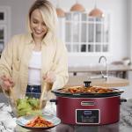 HOMECOOKIN 8 Quart Programmable Slow Cooker, Kitchen Appliances, Perfect Kitchen Small Appliance for Family Dinners, Red Stainless Steel