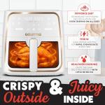Gourmia 8 Qt Air Fryer, 8 Presets with Digital Display, FryForce 360° Technology, Easy View Window & Interior Light, Dishwasher Safe Basket, White