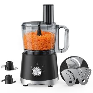 OLIXIS Food Processor 10.5 Cup, Vegetable Choppers with Slicing Shredding Chopping Kneading, Dishwasher Safe, Food Grinder, Stainless Steel Blades, for Smoothie Fruit Dough, 2.6QT, Black