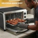 NEWBULIG 19QT Countertop Toaster Oven, 5-in-1 Multi-Functional Oven for Baking, Pizza, Broiling, Includes Baking Tray, Baking Rack, 0-450°F Temperature Control, 60-Min Timer, Stainless Steel